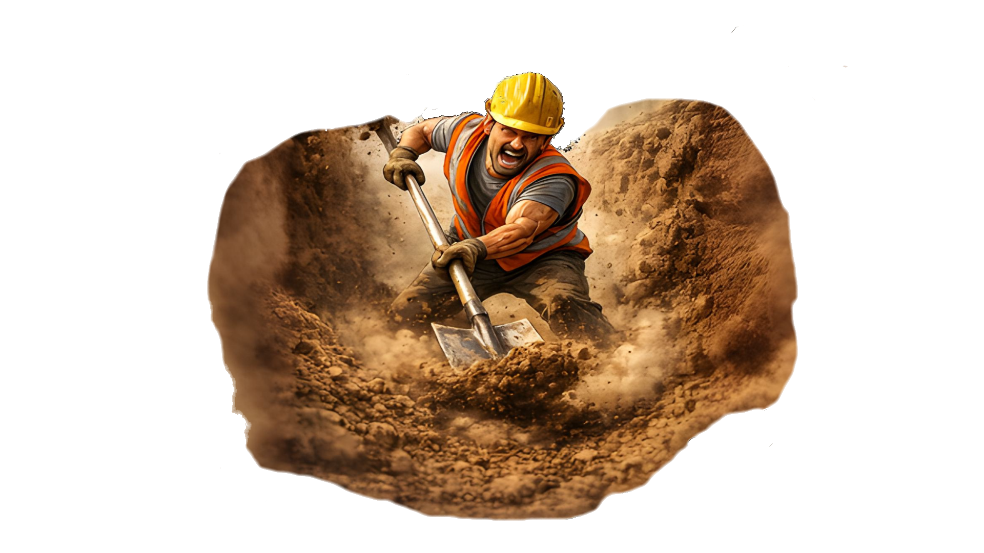 Frantic construction worker